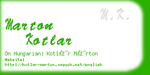 marton kotlar business card